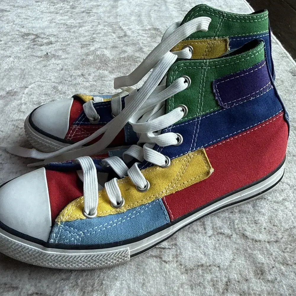 Converse All Star Patchwork Youth High Top Multicolor sneakers Shoes size 3